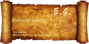 Barczy Gyula névjegykártya